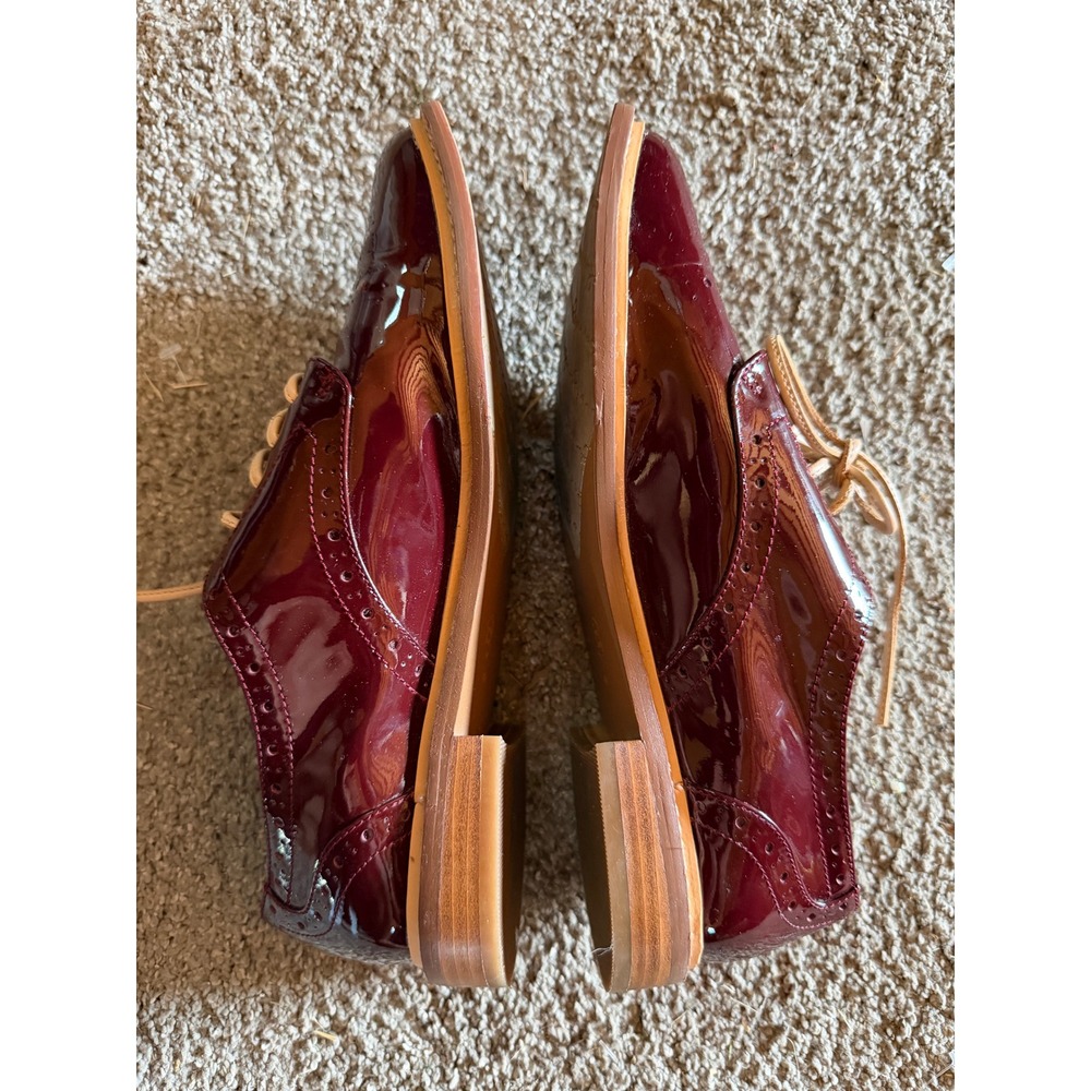 Halogen Burgundy Patent Leather Wingtip Oxford Dress Shoes Womens 9M Wine Brogue